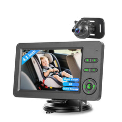 Babycamera voor in de auto met 4.3" HD-scherm en nachtzicht 