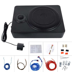 10” slanke actieve subwoofer voor de auto – 600W onder de stoel met compact ontwerp en installatie-accessoires.