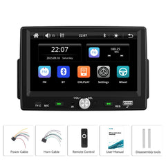 7" 1 DIN autoradio met Apple CarPlay en Android Auto – Bluetooth 5.0, touchscreen en USB 