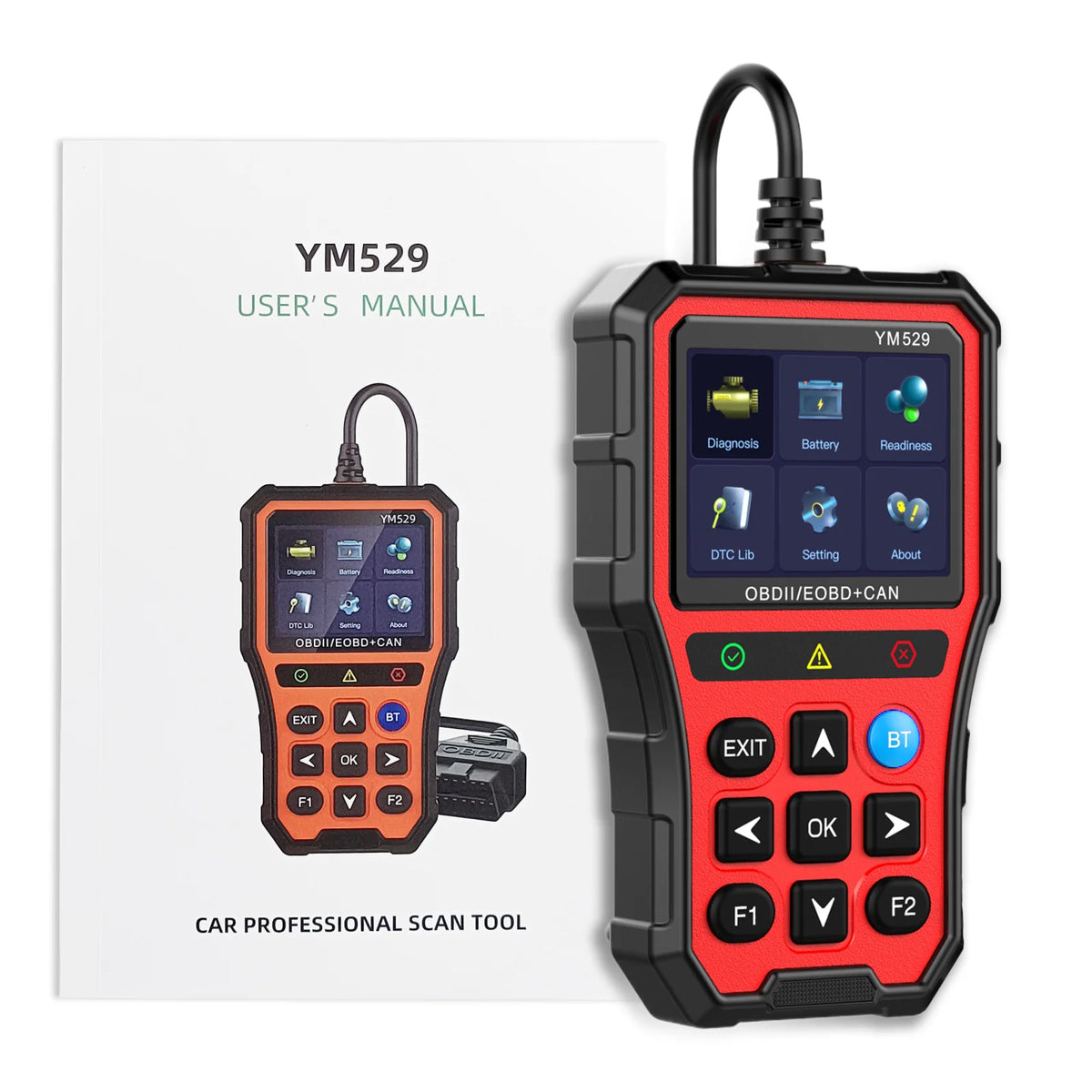 OBD2 foutcodelezer YM529 – diagnosetester met Bluetooth en kleurenscherm 