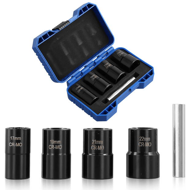 Moer- en bouttrekkerset 5-delig – voor gebroken bouten (17-22 mm)