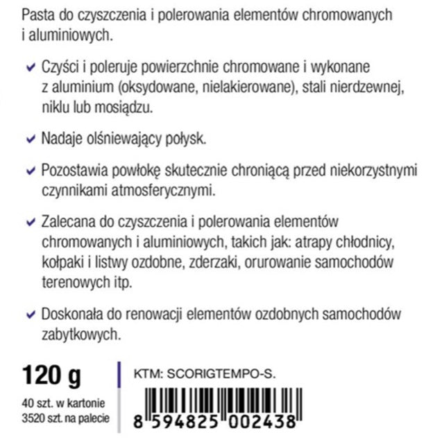 TEMPO polerpasta til krom, aluminium og metaloverflader