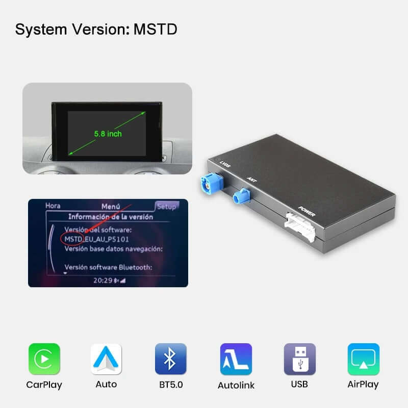 Draadloze Apple CarPlay & Android Auto voor Audi A3 en Q2 (2012–2020) – Origineel schermsysteem versie MSTD
