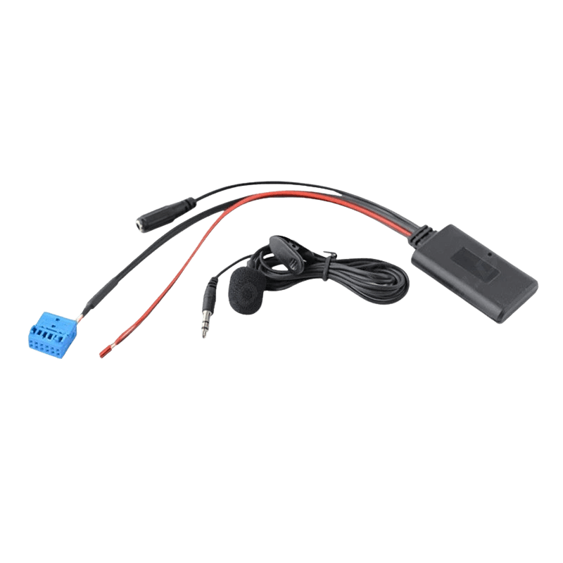Bluetooth-adapter voor VW Golf, Polo en Passat met accessoires voor installatie en muziekstreaming.